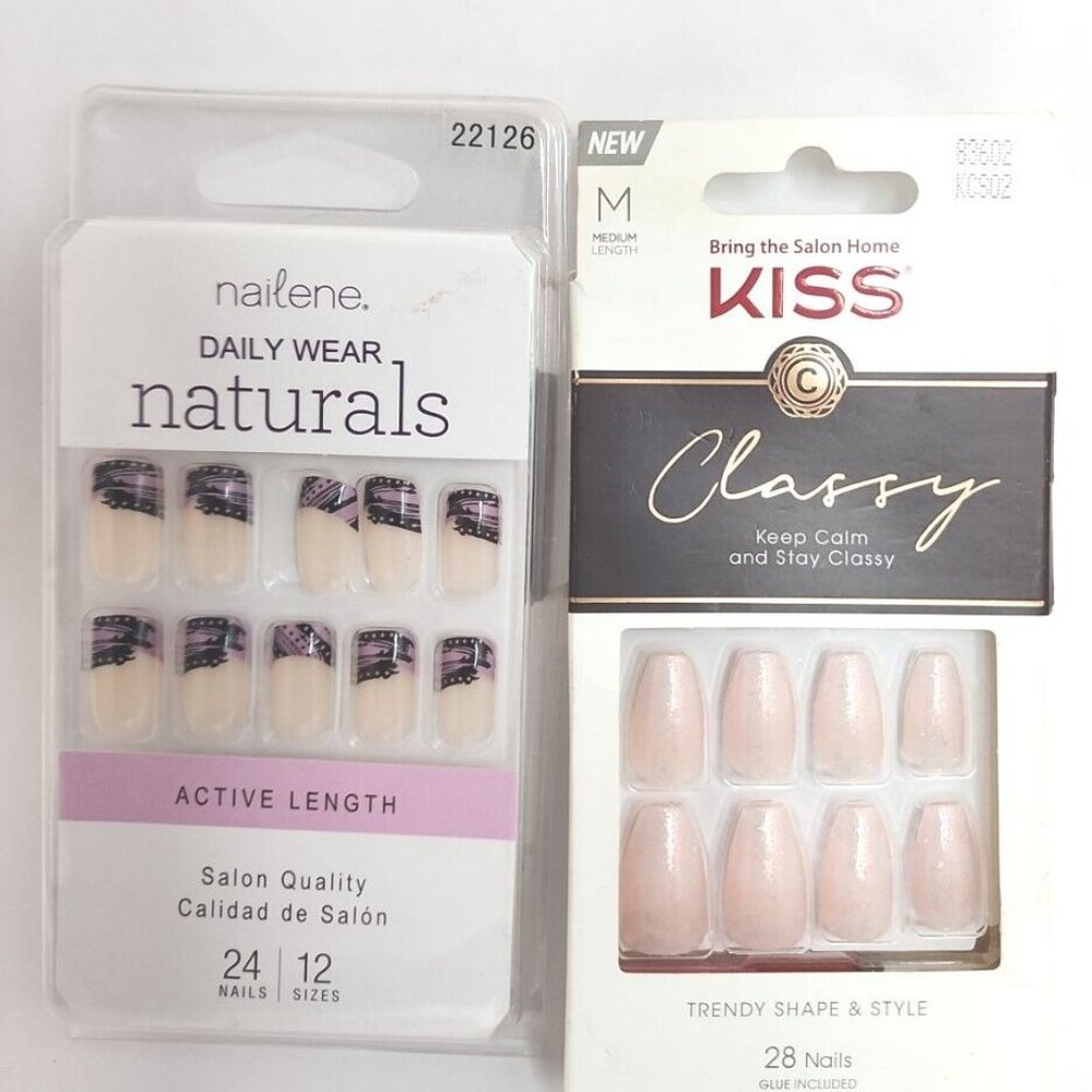 Assortment Press on Glue Nails Kiss Keep Calm And Stay Classy Nailene Daily Wear